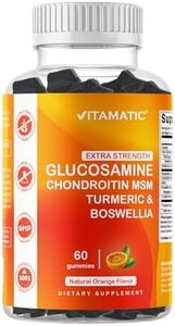 Vitamatic Extra Strength Glucosamine Chondroitin Gummies with MSM, Turmeric, & Boswellia - Joint Support - 60 Pectin Based Gummies
