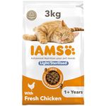 IAMS Light in Fat Dry Cat Food Chicken 3kg - Advanced Nutrition Cat Food - Ages 1+ Years