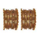 ZENEME Jewellery Traditional Gold Plated Oxidized Bracelet Bangles Set for Girls and Women (Mehndi, 2.4)