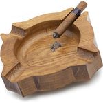 Ashtray, Cigar Ashtrays, Wood Cigar Ashtray, Large Cigar Ashtray For Outdoors, Cigar Ash Tray, Cigar Ashtrays For Men, Luxury Large Ashtray, Perfect Ash Tray Outdoors, Rustic Ashtray (BTMN-Honey Gold)