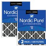 Nordic Pure 20x25x4PM12C-2 Pleated MERV 12 Plus Carbon AC Furnace Filters (2 Pack), 20 x 25 x 4