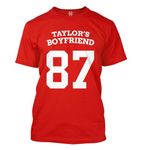 Haase Unlimited Taylor's Boyfriend 87 - Football Dating Travis Men's T-Shirt, Red, Medium