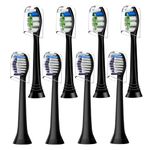 8pcs Toothbrush Heads Compatible with Philips Sonicare Electric Toothbrush, 4pcs Precision Clean and 4pcs Whitening Clean Brush Heads,Black