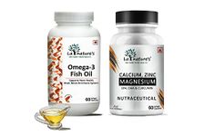 La Nature's We Care Your Health Omega 3 Fish Oil With Calcium Magnesium Zinc Biotin & Vitamin D3 120 Capsules - 180Mg Epa 120Mg Dha - Calcium Citrate Magnesium Oxide - Hair Nail Immunity - Adults