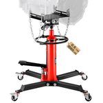 VEVOR Transmission Jack,0.75 Ton (1660 lbs) Capacity Hydraulic Telescopic Transmission Jack, 2-Stage Floor Jack Stand with Foot Pedal, 360° Swivel Wheel, Garage/Shop Lift Hoist, Red