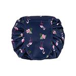 Large Capacity Lazy Makeup Toiletry Bag Drawstring Portable Travel Casual Waterproof Quick Pack Magic Makeup Storage Bag Perfect for Women Girls (DarkBlue Flamingo)