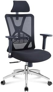 Ticova Ergonomic Office Chair - High Back Desk Chair with Adjustable Lumbar Support, Headrest & 3D Metal Armrest - 130° Rocking Mesh Computer Chair