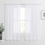 NICETOWN Sheer Panels with Rod Pocket - 63 Inches Length Lightweight & Thin Rod Pocket Voile Drapes for Living Room/Bedroom (Set of 2, W60 x L63, White)