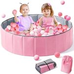 Hikiddy Large Ball Pit for Toddlers - 44 in Baby Ball Pit with Pop-Up Playmat, Portable and Foldable Kids Ball Pit, Dog Play Pit, Indoor and Outdoor Use, Hold Over 800 Balls, Balls Not Include (Pink)