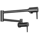 Delta Faucet Contemporary Wall Mount Pot Filler Faucet, Black Pot Filler Kitchen Faucet, Delta Pot Filler, Wall Mount Kitchen Faucet, Potfiller, Matte Black 1165LF-BL