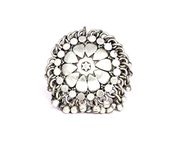 Shyle 92.5 Sterling Silver Ring, Moh Petal Motif Ghughri Ring, Statement Adjustable Ring,Handmade Oxidized Silver Ring, Gift For Her