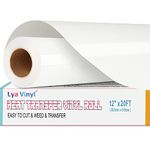 Heat Transfer Vinyl - Lya Vinyl 12" x 20ft White Iron on Vinyl Roll for Cricut, Silhouette Cameo, Premium HTV for DIY Clothes, Bags, Shoes and Other Textiles