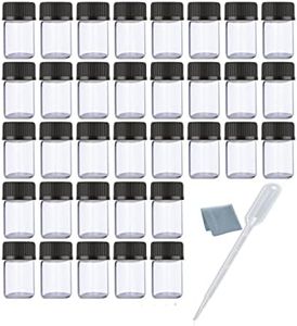 Elfenstall- 50pcs 2ml Empty Mini Clear Glass Bottles Container Jars Small Samples Vial with Orifice Reducer and Black Caps for Chemistry Lab Essential Oil Perfume DIY Sample Liquid