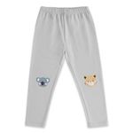 Haus and Kinder 100% Cotton Lycra Full Length Baby Girl Leggings | Kids Printed Pyjama Trackpants for 9-12 Months | Grey