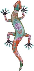 Deco 79 Eclectic Metal Lizard Wall Decor, 18"L x 33"H, Multi Colored