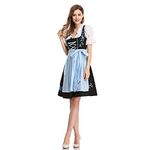 Oktoberfest Costumes Women German Dirndl Dresses 3 Pieces Bavarian Costume Traditional Oktoberfest Outfits Beer Girl Maid Plaid Apron Fancy Dress Carnival Halloween Cosplay Role Play (Blue, L)