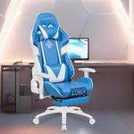 Dr Luxur® Leeroy Ergonomic Gaming Chair for Office Work at Home with Neck & Lumbar Pillow with Full 180 Recliner Back & Footrest, 2-D Armrest with Metallic Wheelbase and Multi Lock (Leeroy)