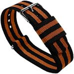 BARTON WATCH BANDS 24mm Black/Burnt Orange Long Ballistic Nylon NATO® Style Straps