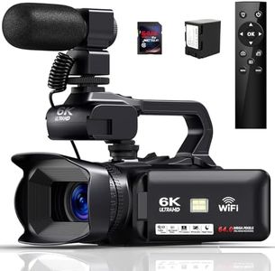 6K 64MP Camcorder Video Camera 18X Digital Zoom IR Night Vision 4.0 Inch Touch Screen Vlogging Camera for YouTube, WiFi Camcorder with 4500mAh Battery, 64GB SD Card, Stabilizer and Remote Control