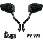 BISHERDER ATV Mirrors Universal 8mm 10mm Bolt 7/8 Inch Handle Bar Mount Clamp Ghost Hand Mirror Motorcycle Rear Skull View Mirror fit Honda Scooter Kawasaki Cruiser Suzuki Victory and More (Black)