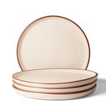 Koralkari Ceramic Set of 4 Dinner Plates | Rim Plate for Easy Eating | Microwave, Oven, Dishwasher Safe | Set of 4 Ceramic Plates for Dinner | Handmade | (Vanilla Biscuit, Set of 4 Dinner Plates)