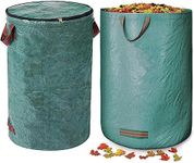 2-Pack 32 Gallons Garden Bag, Reusable Yard Waste Bags with Zipper Lid, Yard Waste Bags with Reinforced 4 Handles Outdoor Heavy Duty Lawn Leaf Bags for Collecting Leaves Grass Clippings Debris