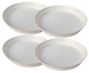 Lacian Planter Bottom Plate, Gamla Dripping Tray, 12 Inch Plastic Pot Base Tray, White Round Plant Container - (12 inch, White, Pack of 4)