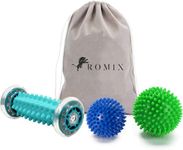 ROMIX Foot Massager Roller and Spiky Massage Ball Set, Deep Tissue Trigger Point Foot Massage Roller for Plantar Fasciitis, Stress, Arch Pain Relief, Tight Muscle Relax, Feet Wrists Forearms Exercise