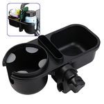 Universal Stroller Snack Tray with Cup and Phone Holder, Pushchair Cup and Tray Holder with Removable Non-Slip Grip Clip, Universal Pram Accessories for Stroller Bar (Black)