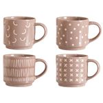 Nestasia Stackable Ceramic Cups Set of 4 (220 ml) | Microwave & Dishwasher Safe Tea & Coffee Mugs with Glossy Finish | Ideal for Gifting (Beige)