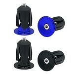 QitinDasen 2 Pairs Bike Handlebar End Plugs, Aluminum Bicycle Bar End Caps, for Road Bike, MTB, BMX (Blue + Black)