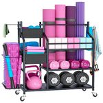 Home Gym Storage Rack for Dumbbells for Yoga Mat Dumbbells Kettlebells and Strength Training Equipment, Dumbbell Weight Rack with Wheels and Hanging Hooks