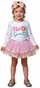 Luke and Lulu 2nd Birthday Outfit Girl - Two Sweet Tutu Dress with Headband - Photo-Ready 3-Piece Set