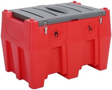 Garvee 128 Gallon Portable Fuel Tank with Pump for Gasoline & Diesel, 10GPM High Flow Rate 12V DC Self-Priming Fuel Transfer Pump, 13.1ft Hose, Auto Fueling Nozzle, Red