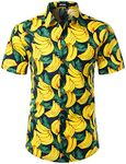 JOGAL Men's Flower Casual Button Down Short Sleeve Hawaiian Shirt Small UK-A335 NavyBanan