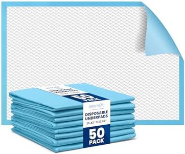 Serenelife Disposable Underpads | 50 Count Incontinence Pads for Pets, Babies, Kids & Adults | Super Absorbent & Leak-Resistant | 36 x 23 Inch Chuck Pads | Water-Resistant PE Backsheet