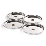 SG CRAFTS Stainless Steel Heavy Gauge Deep Wall Dinner Plates/Thali, Snack Plates with Mirror Finish. (4 PC, Dia-26 CM)