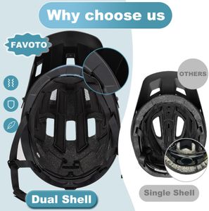 Favoto Mountain Bike Helmet, Lightweight Adjustable Black – Adult & Youth MTB Cycling, Magnetic Buckle, CE Certified, Size M