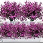 Elecoutek 12 Bundles Artificial Flowers Outdoor, Artificial Shrubs Bushes UV Resistant Faux Plastic Flowers Decorative Fake Plants for Outside Garden Borders Window Box, Fuchsia