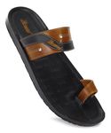 PARAGON PUK2222G Men's Lightweight, Waterproof Black - tan Flip Flops | Comfortable Slippers with Durable Anti-Skid Sole, Cushioned Footbed & Sturdy Build for Outdoor Use