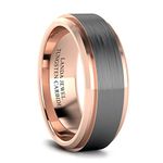 LANDA JEWEL Tungsten Carbide 8mm Wedding Band for Men 18K Rose Gold Plated Beveled Edges Center Brushed Comfort Fit (M)
