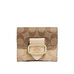 Coach Wallet for Women Morgan Collection Small Wallet (Light Khaki Ivory Multi)