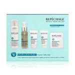 Repechage Daily Home Regimen Face Care Kit for Compromised Skin. Hydra Dew Pure Gentle Foaming Face Cleanser, Facial Essence Mist, Moisturizer Cream, Night, & Eye Contour Gel Travel Size 5-Step Kit.