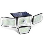 Solar Outdoor Lights, 278 LED 3000LM Motion Sensor Light, IP65 Waterproof 4 Heads 3 Modes 330degreeWide Angle 6500K Powered Security Wireless Flood Lampes Solaires Extérieures (1 Pack)