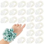 WEBEEDY 36pcs Elastic Pearl Wrist Corsage Bands Wedding Wrist Corsage DIY Flower Hand Corsages Bracelets Accessories for Wedding Festival Beach Party Prom