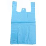 EPOSGEAR Extra Strong Eco Recycled Plastic Vest Carrier Shopping Bags - Perfect for Shops, Market Stalls, Off Licences etc (18mu Large - 11" x 17" x 21", Blue, 500)