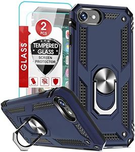 LeYi for iPhone SE Case, iPhone SE 2022/2020 Case with [2Pack] Tempered Glass Screen Protector, [Military-Grade] Protective Phone Case with Magnetic Metal Kickstand for iPhone SE 3rd/ 2nd Gen, Blue