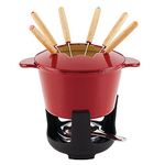 Rachael Ray 48338 Fondue Pot Set, Cast Iron, Red