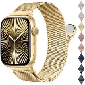 BELONGME Mesh Metal Loop Compatible with Apple Watch Band 40mm 41mm 38mm 42mm 44mm 45mm 46mm 49mm Series Ultra SE 10 9 8 7 6 5 4 3 2 1 Women Men, Stainless Steel Strap with Magnetic Clasp for iWatch Bands