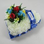 Customisable Artificial Flowers Wreath for Funeral or Grave - Heart Shaped Tribute with Multicolour Spray